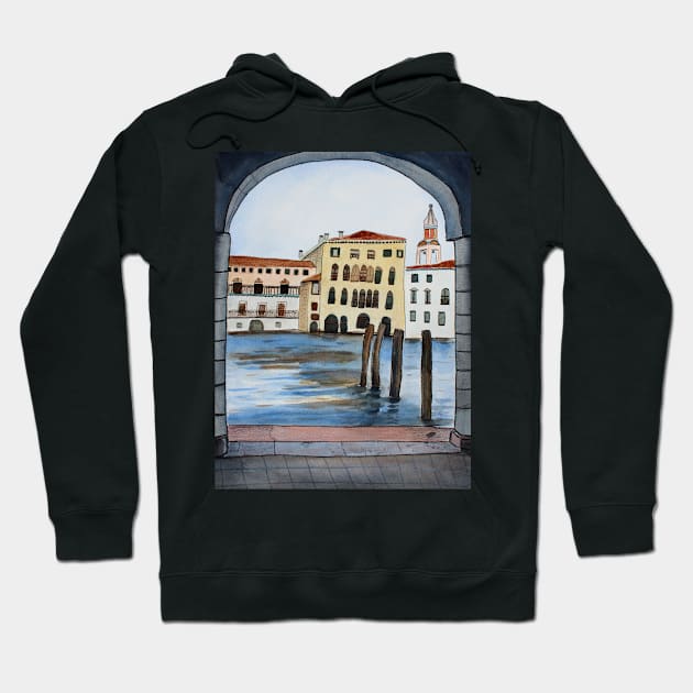 Venice Whimsical Mixed Media Art Piece Hoodie by Sandraartist